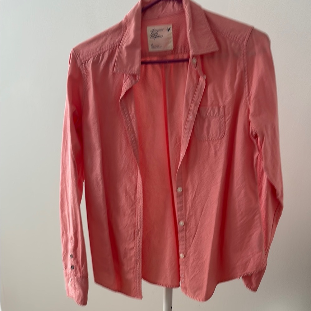 American Eagle Outfitters Coral Pink Button-Down Shirt